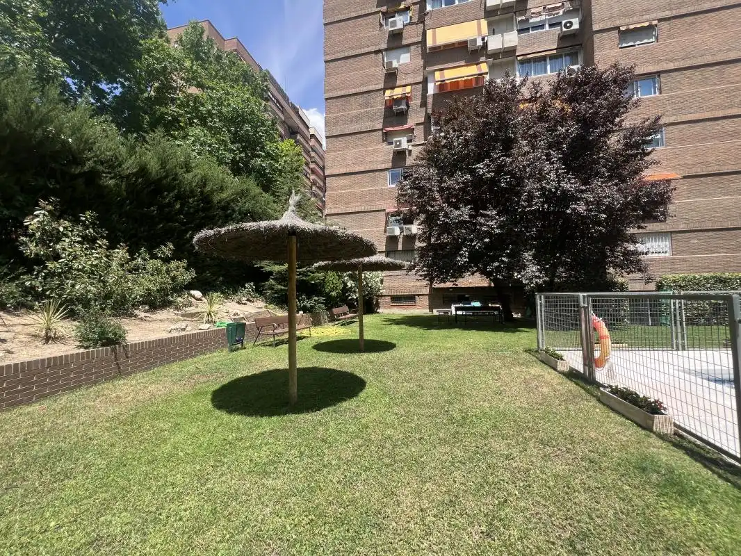 Garden of Flat for rent in Madrid  with Air Conditioner, Heating and Swimming Pool