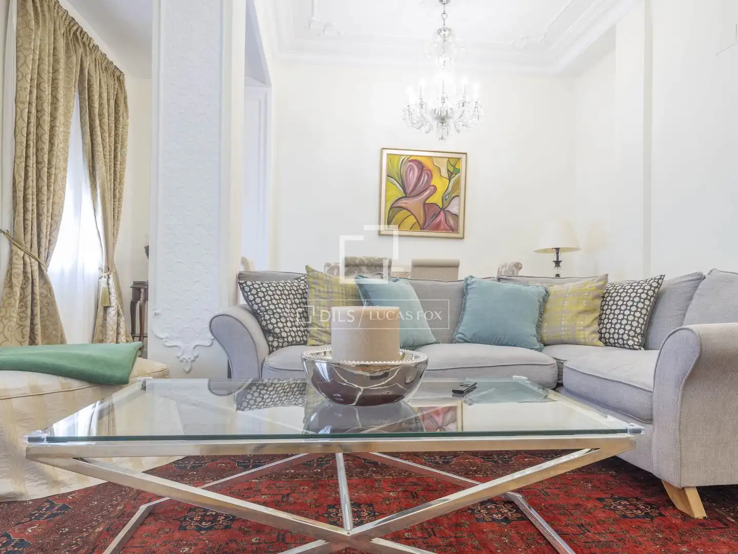 Living room of Flat for rent in Valencia  with Air Conditioner, Parquet flooring and Furnished