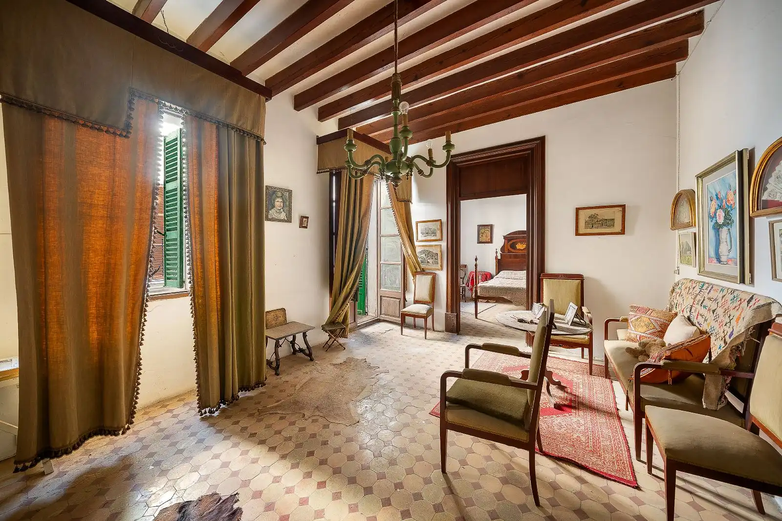 Wohnzimmer von Einfamilien-Reihenhaus zum Verkauf in Sa Pobla mit Heizung, Privatgarten und Terrasse