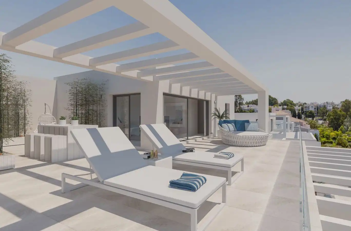 Terraza de Apartamento de alquiler en Estepona con Aire acondicionado, Calefacción y Internet