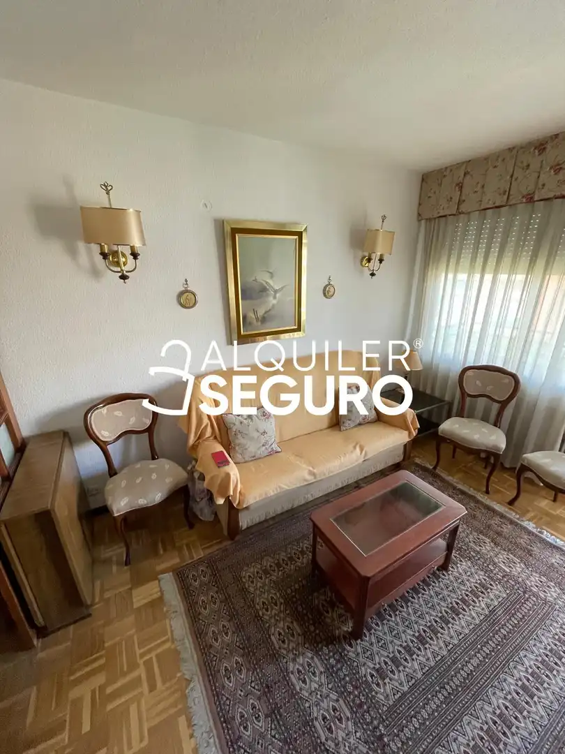 Sala d'estar de Pis de lloguer en Madrid amb Calefacció, Terrassa i Moblat