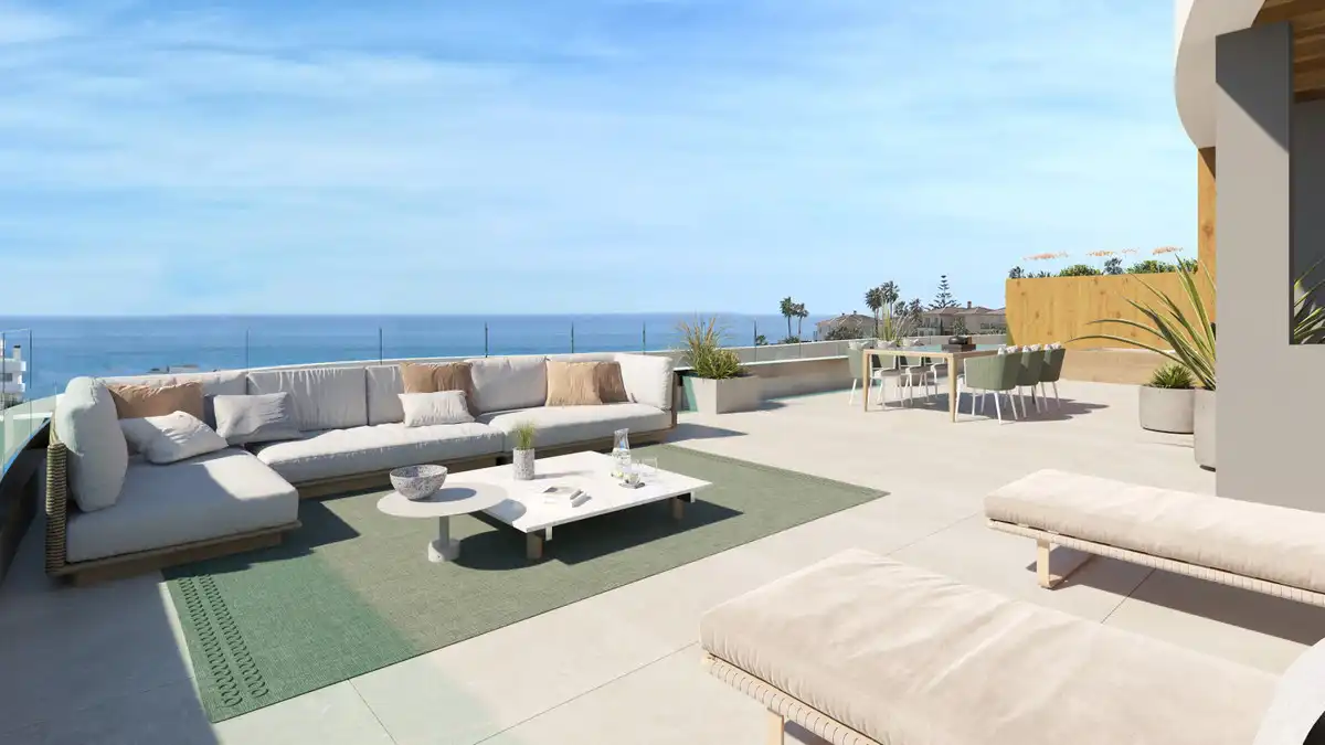 Terrasse von Erdgeschoss zum Verkauf in Mijas mit Klimaanlage, Privatgarten und Terrasse