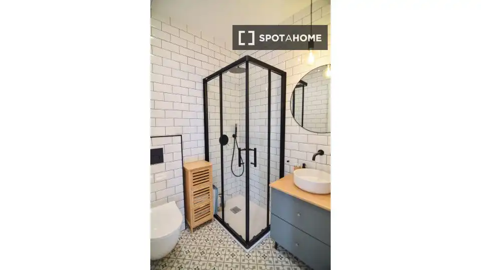 Bany de Apartament per a compartir en Barcelona amb Aire condicionat, Terrassa i Moblat