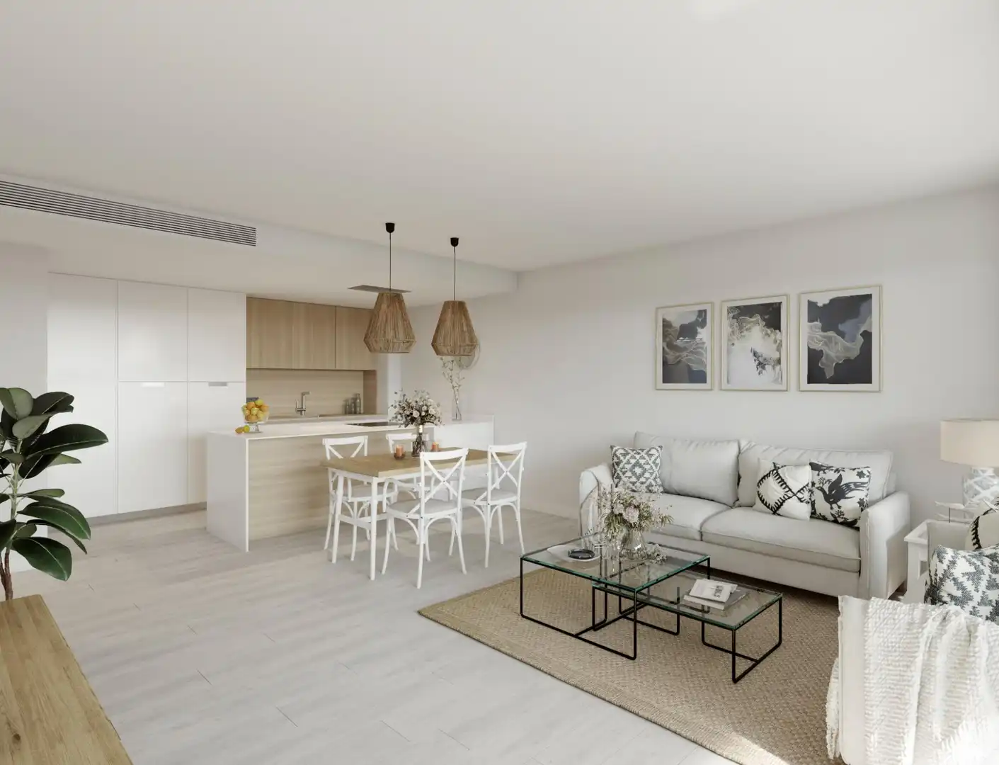 Sala de estar de Planta baja en venta en Mijas con Aire acondicionado, Jardín privado y Terraza