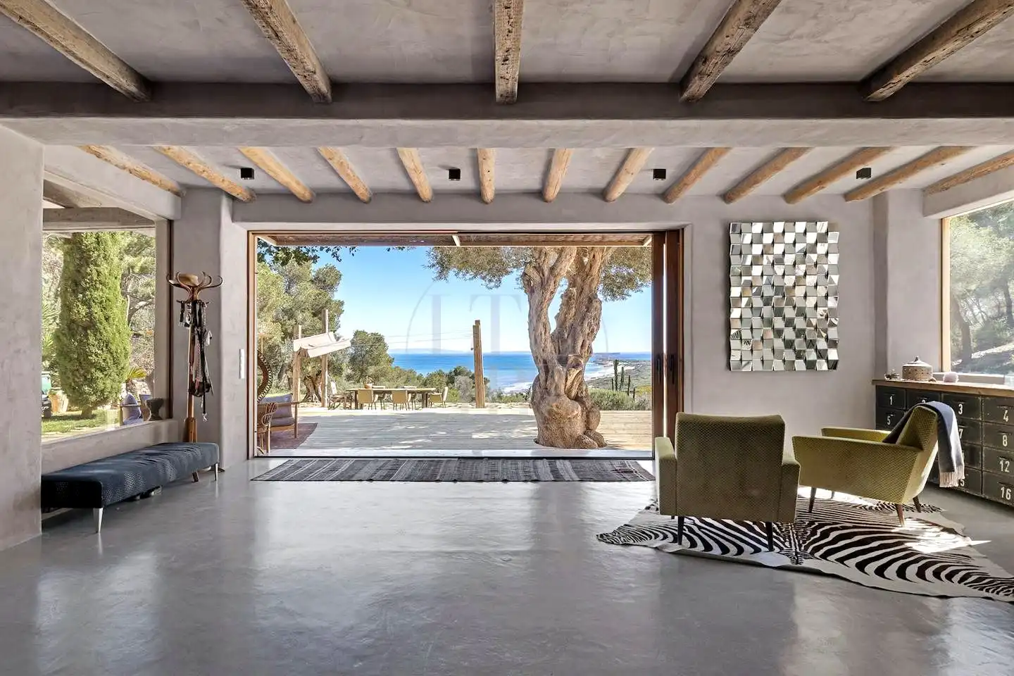 Wohnzimmer von Haus oder Chalet zur Miete in Sant Josep de sa Talaia mit Klimaanlage, Privatgarten und Schwimmbad