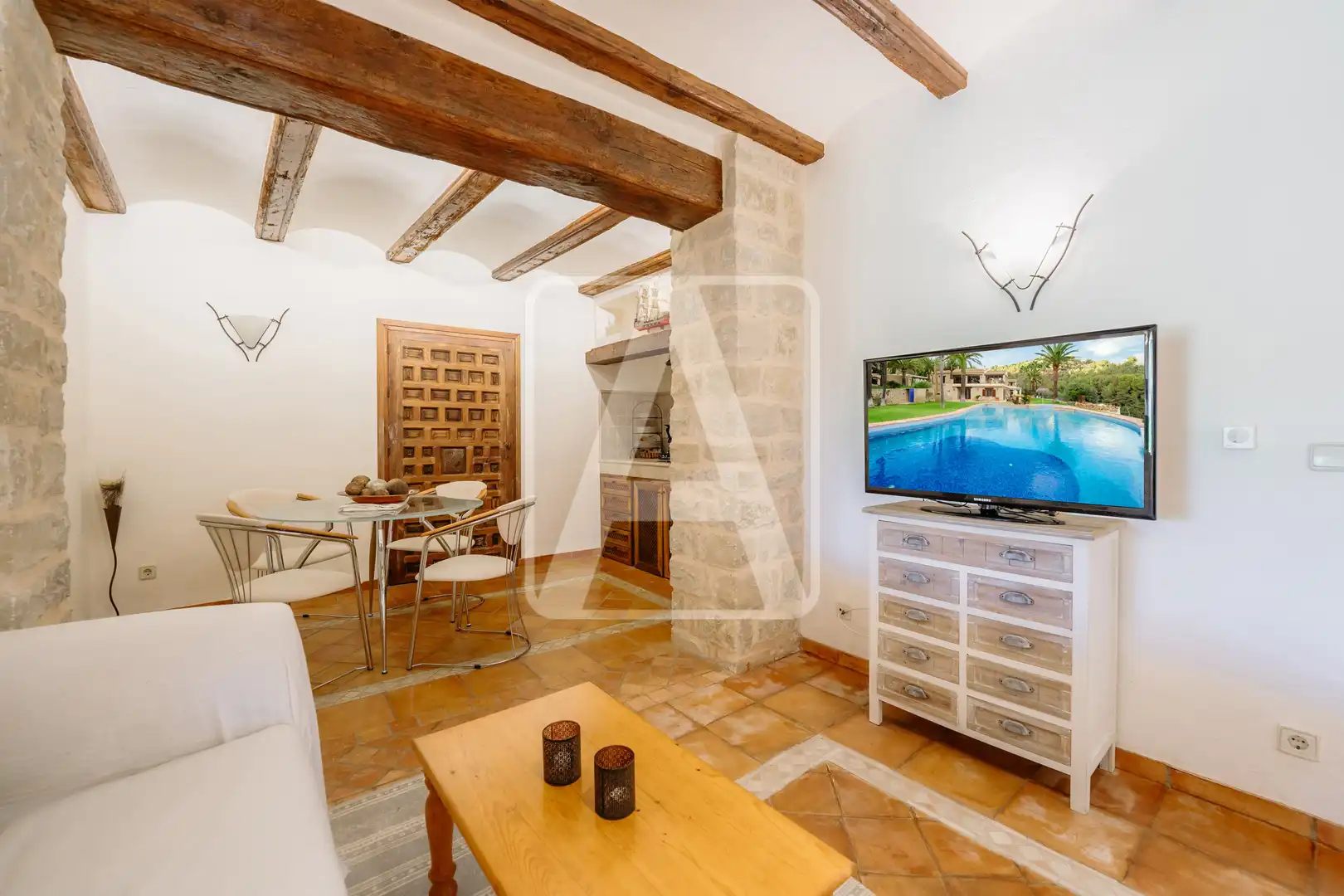 Sala de estar de Finca rústica en venta en Benissa con Aire acondicionado, Calefacción y Jardín privado