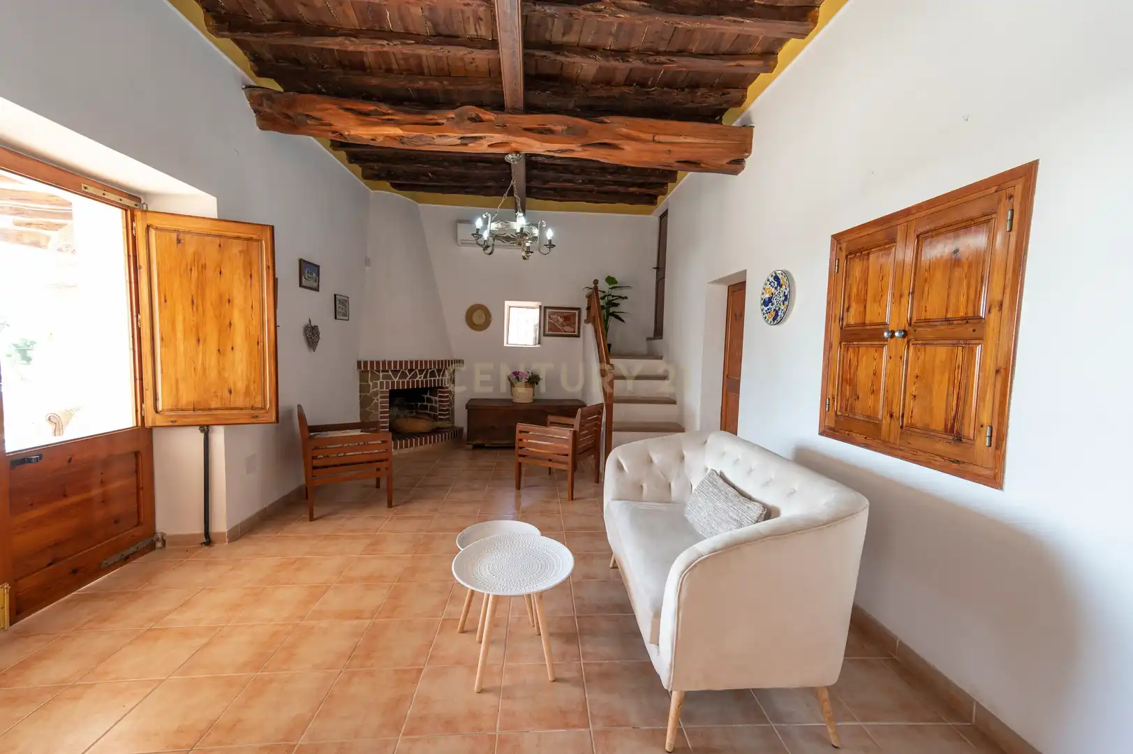 Wohnzimmer von Haus oder Chalet zur Miete in Sant Josep de sa Talaia mit Klimaanlage, Privatgarten und Möbliert