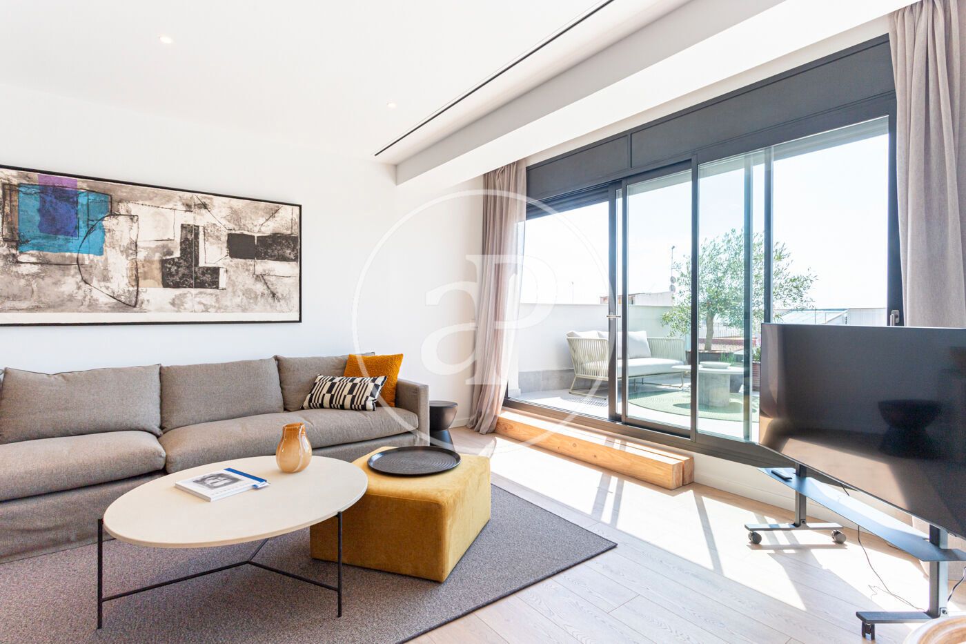 Sala d'estar de Pis de lloguer en  Barcelona Capital amb Aire condicionat, Calefacció i Terrassa
