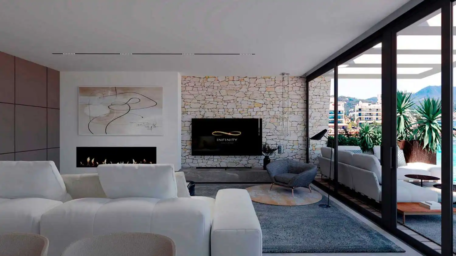 Sala d'estar de Apartament en venda en Sant Antoni de Portmany amb Aire condicionat, Calefacció i Piscina