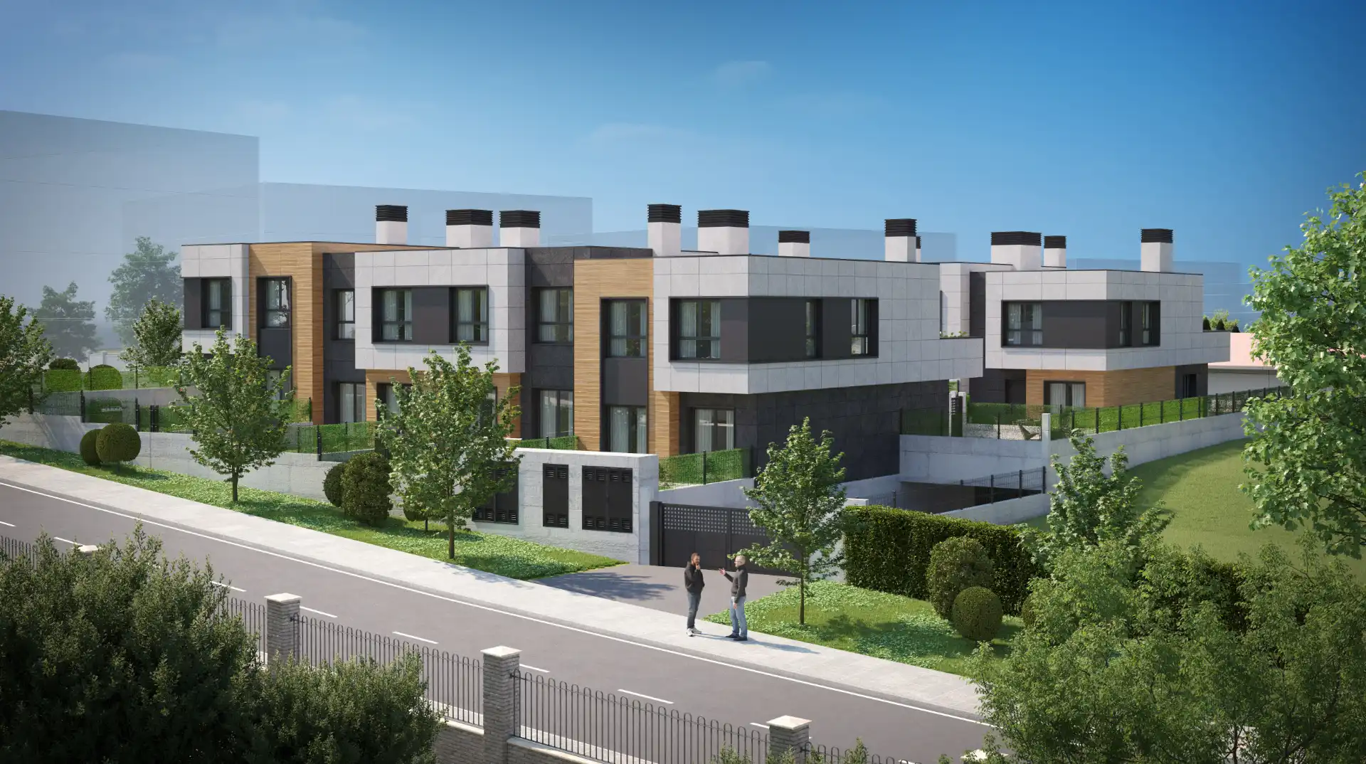 Außenansicht von Einfamilien-Reihenhaus zum Verkauf in Berango mit Heizung, Privatgarten und Parkett