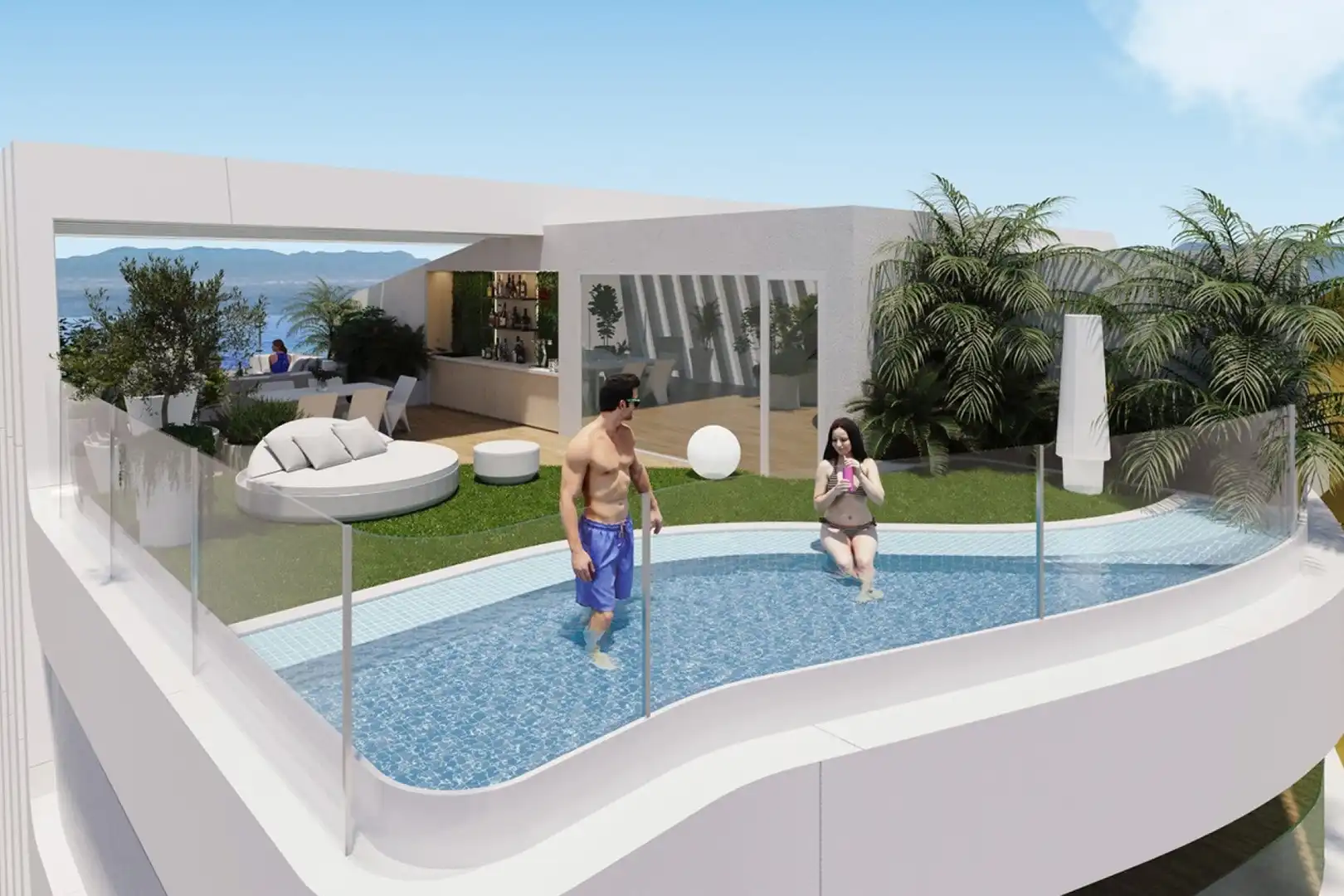 Swimming pool of Flat for sale in La Manga del Mar Menor  with Air Conditioner, Heating and Private garden