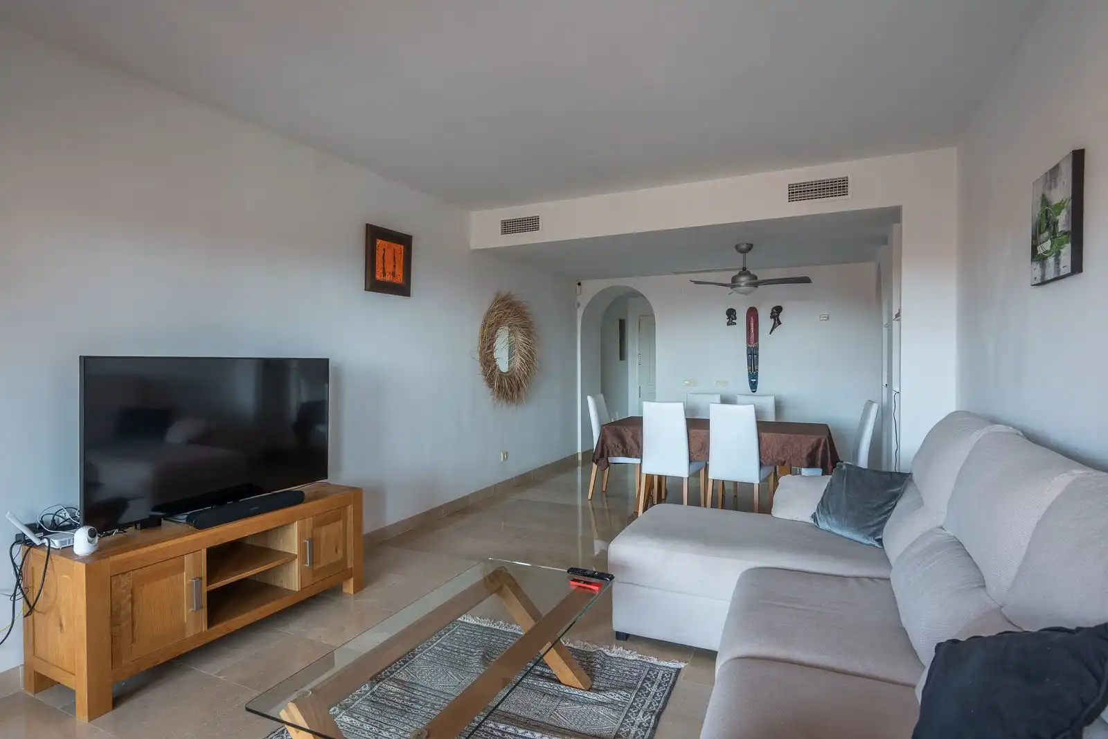 Living room of Flat for sale in Manilva  with Air Conditioner, Terrace and Furnished
