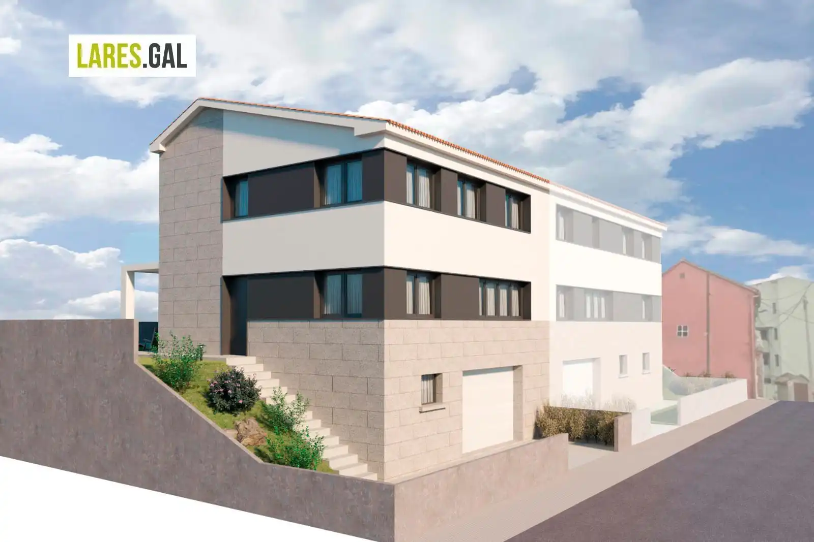 Außenansicht von Einfamilien-Reihenhaus zum Verkauf in Cangas  mit Heizung, Privatgarten und Terrasse