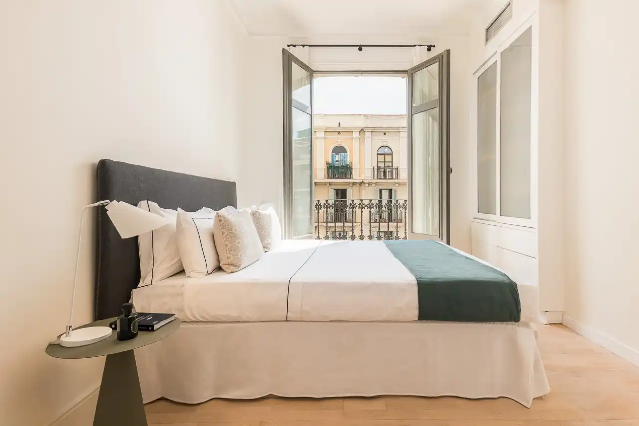 Habitación de Apartamento de alquiler en Barcelona con Aire acondicionado, Calefacción y Jardín privado