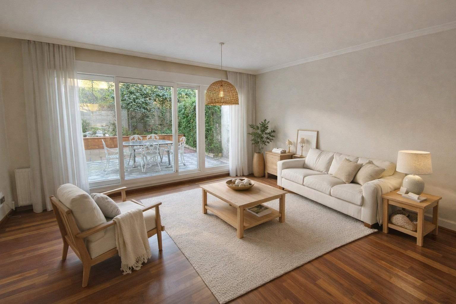 Sala d'estar de Casa adosada en venda en Loiu amb Calefacció, Jardí privat i Terrassa