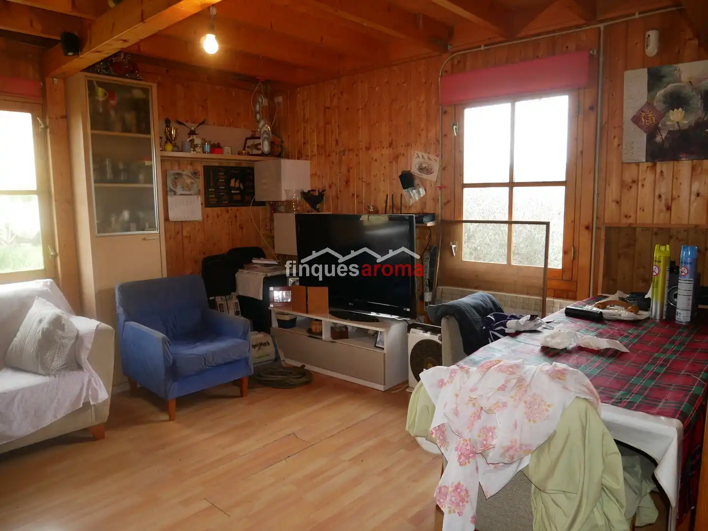 Sala de estar de Casa o chalet en venta en El Pla de Santa Maria con Piscina, Amueblado y Horno