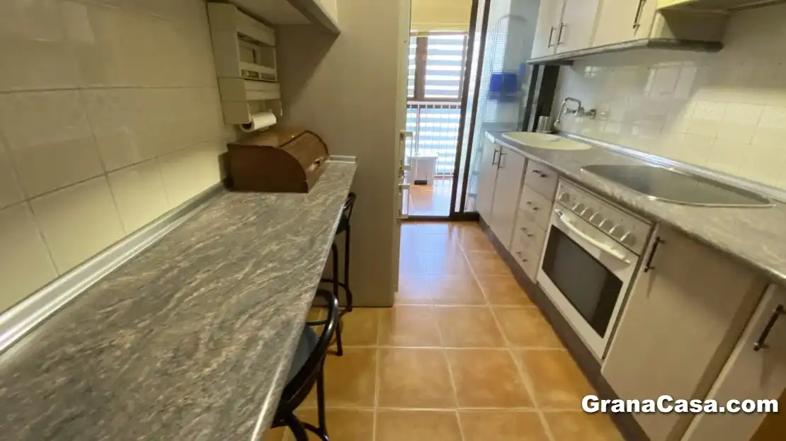 Kitchen of Flat for rent in Granada  with Heating, Terrace and Furnished