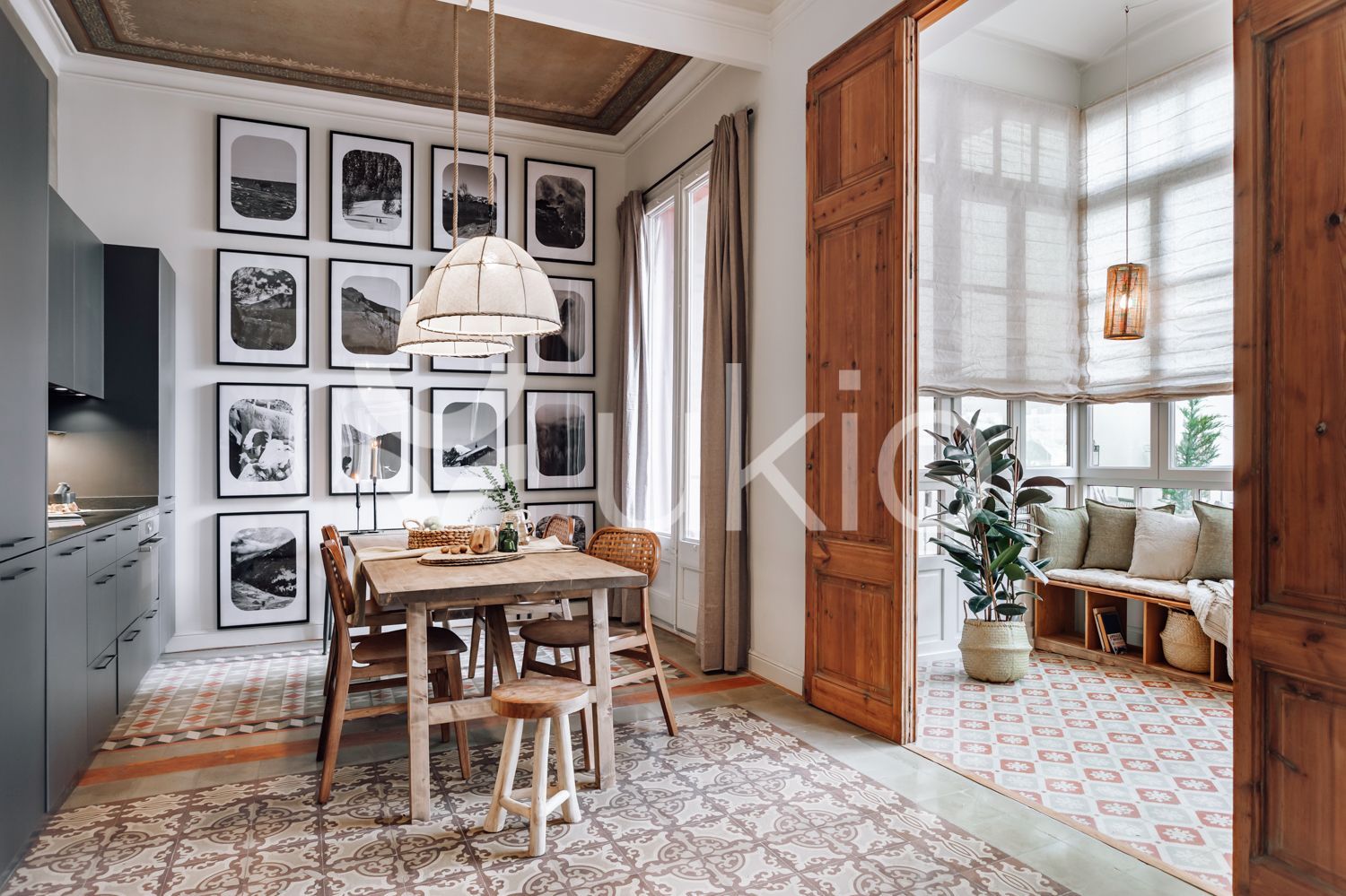 Menjador de Apartament de lloguer en  Barcelona Capital amb Aire condicionat, Calefacció i Terrassa