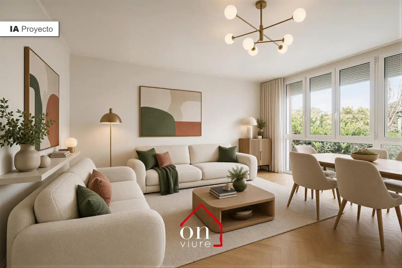 Wohnzimmer von Einfamilien-Reihenhaus zum Verkauf in Sant Cugat del Vallès mit Klimaanlage, Heizung und Privatgarten