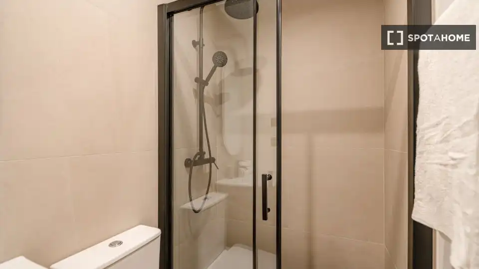 Bathroom of Study for share in Madrid  with Air Conditioner, Heating and Terrace