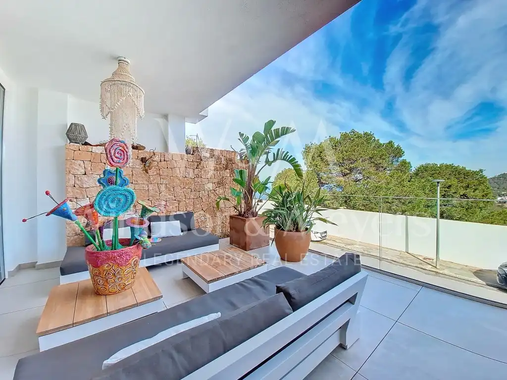 Terrace of Flat for sale in Sant Josep de sa Talaia  with Air Conditioner, Furnished and Oven