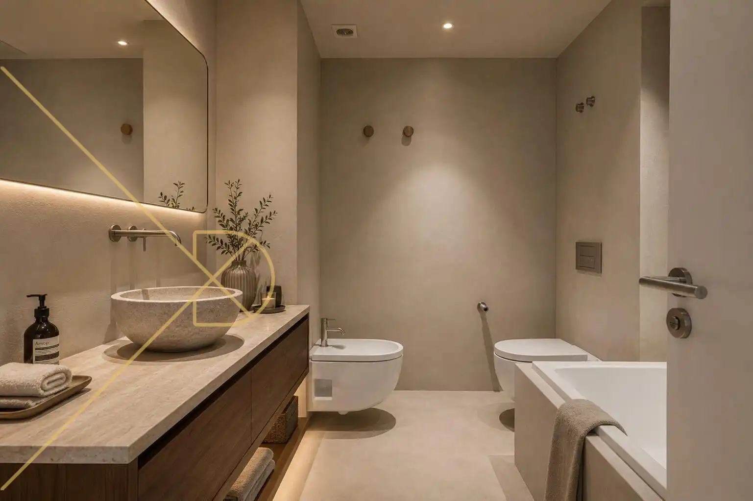 Badezimmer von Wohnung zum Verkauf in Barcelona mit Heizung, Privatgarten und Parkett