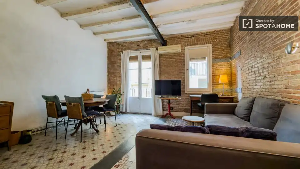 Sala d'estar de Pis de lloguer en  Barcelona Capital amb Aire condicionat, Calefacció i Moblat