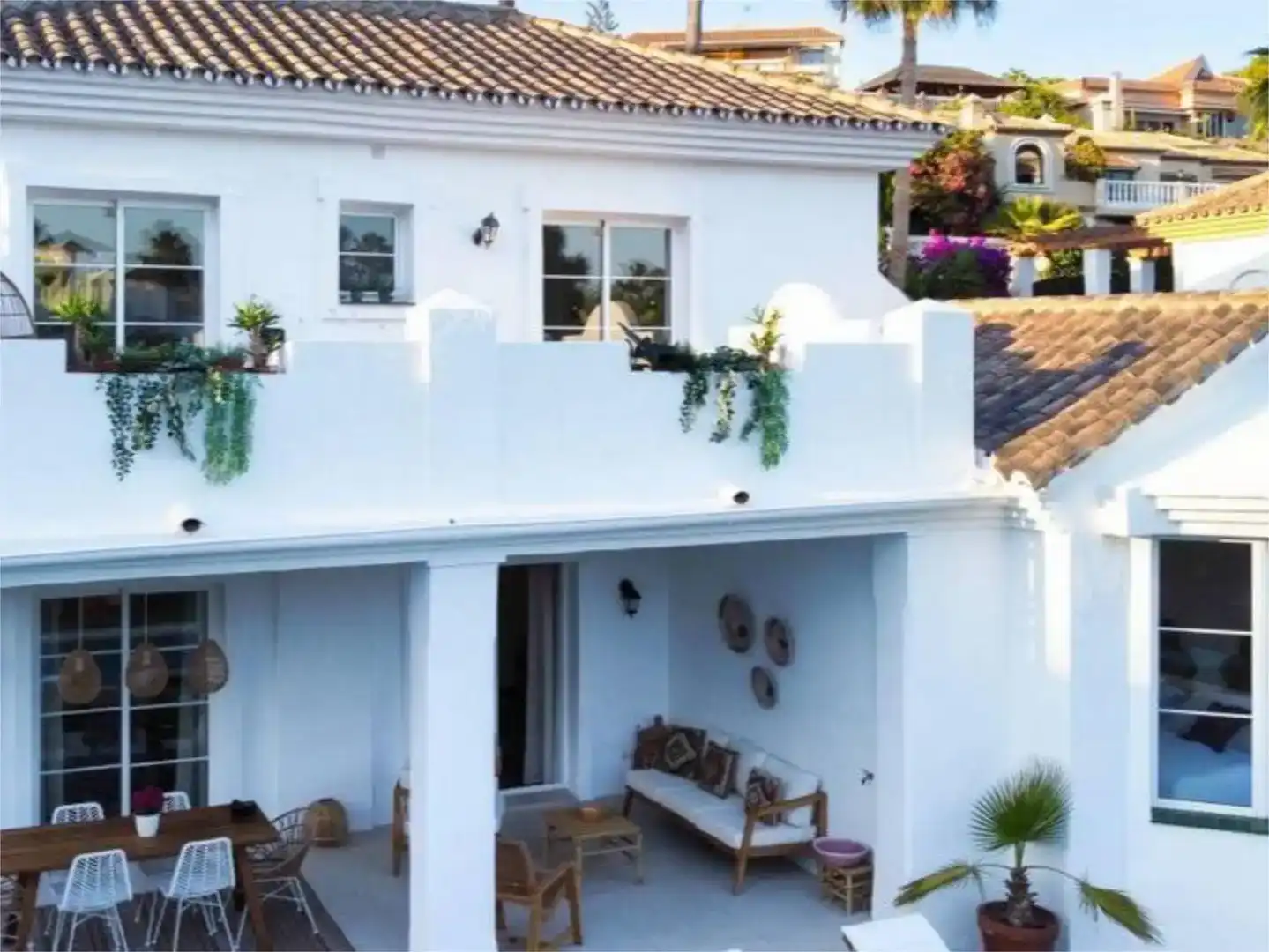 Terrassa de Casa adosada de lloguer en Mijas amb Aire condicionat, Jardí privat i Piscina