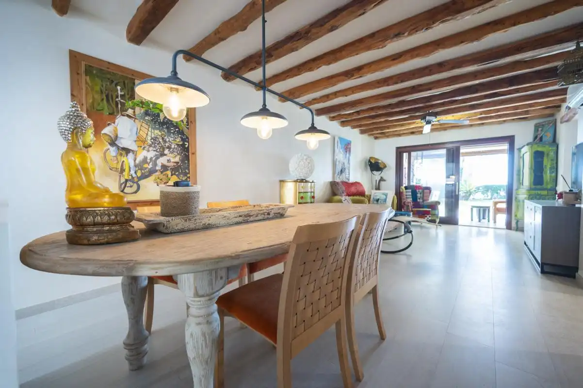 Dining room of Ground floor for sale in Santa Eulària des Riu  with Air Conditioner, Heating and Private garden