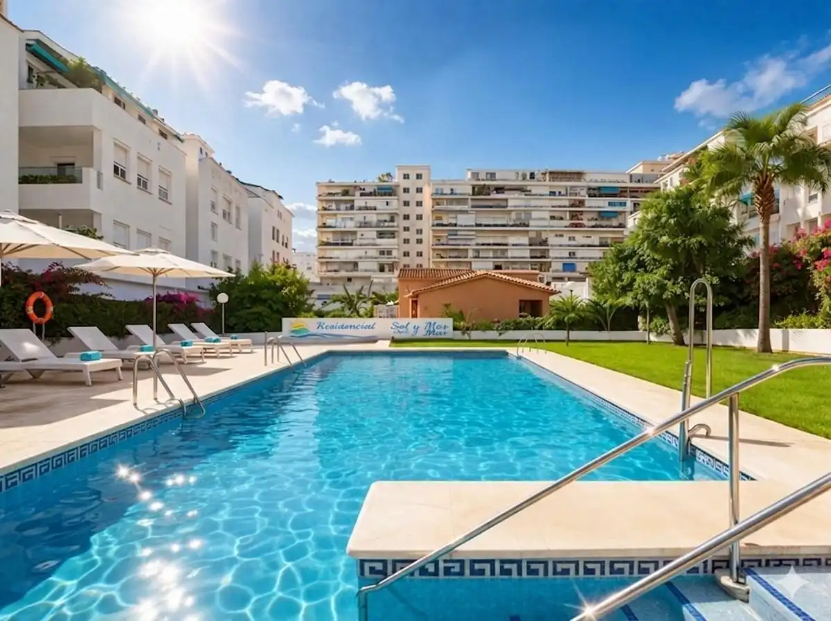 Schwimmbecken von Wohnungen zum Verkauf in Torremolinos mit Klimaanlage, Terrasse und Balkon