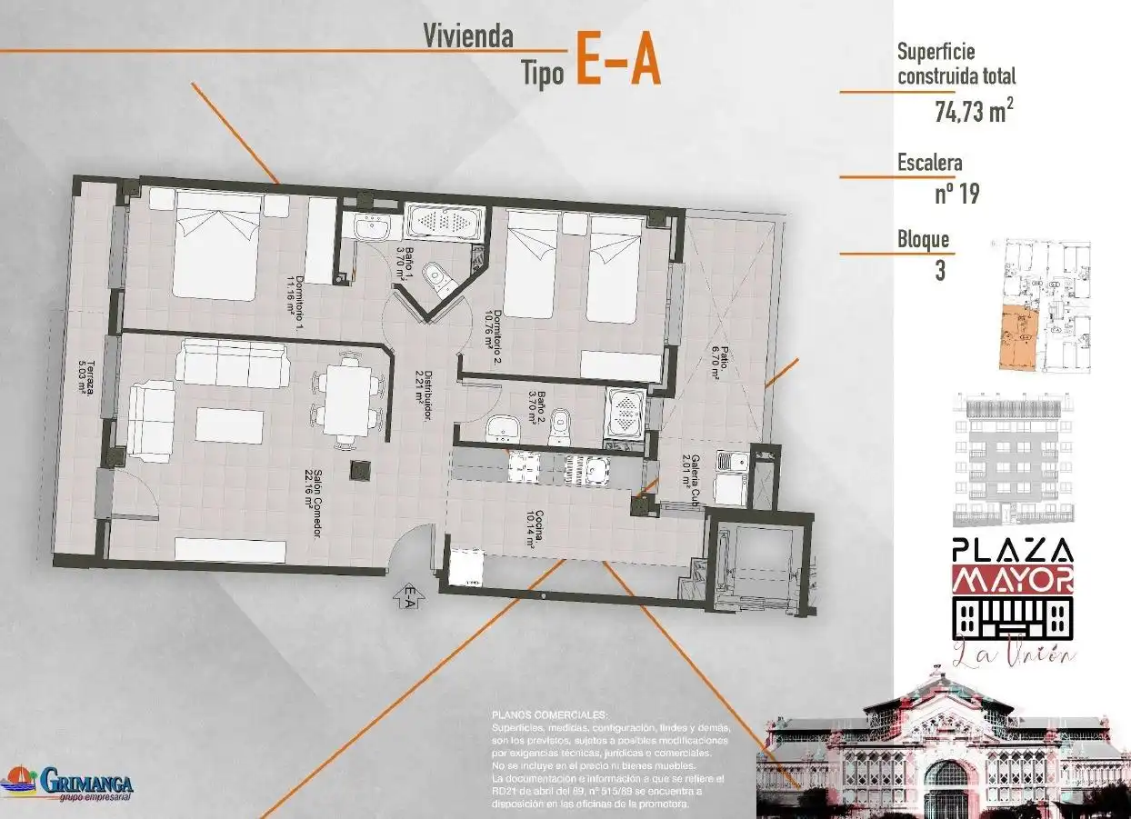 Piso en venta en La Unión con Terraza y Balcón