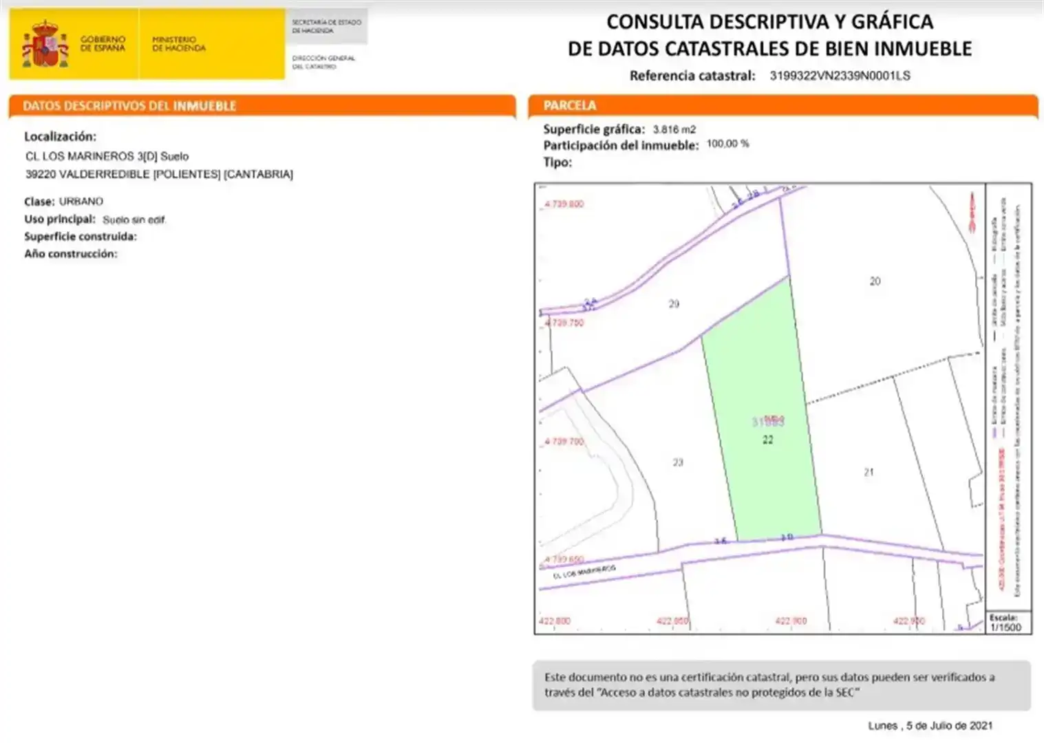 Land for sale in Valderredible