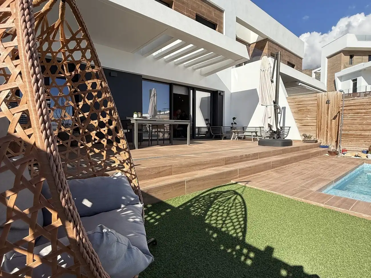 Terrassa de Casa adosada en venda en Villajoyosa / La Vila Joiosa amb Calefacció, Jardí privat i Piscina