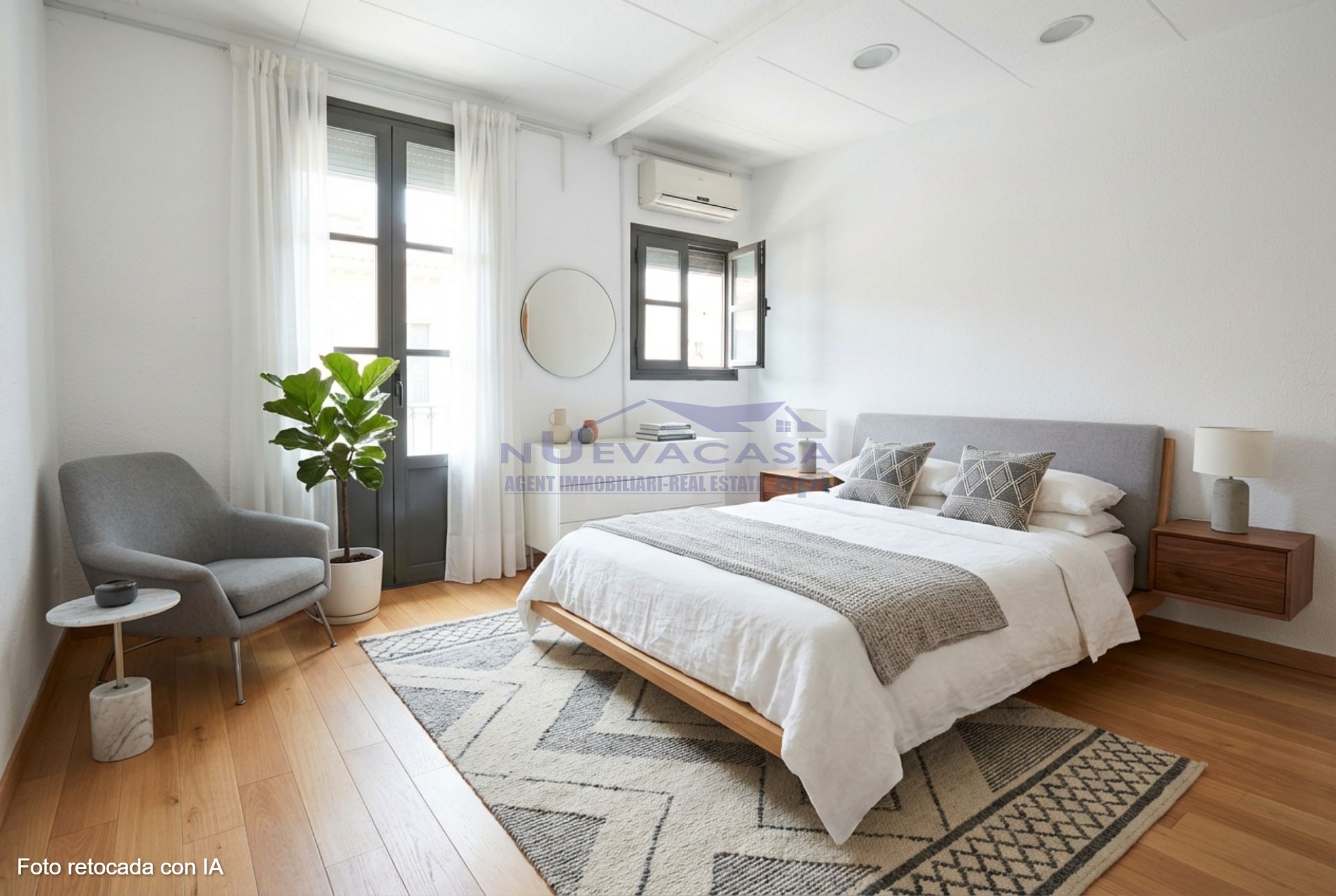 Schlafzimmer von Einfamilien-Reihenhaus zum Verkauf in  Barcelona Capital mit Klimaanlage und Terrasse