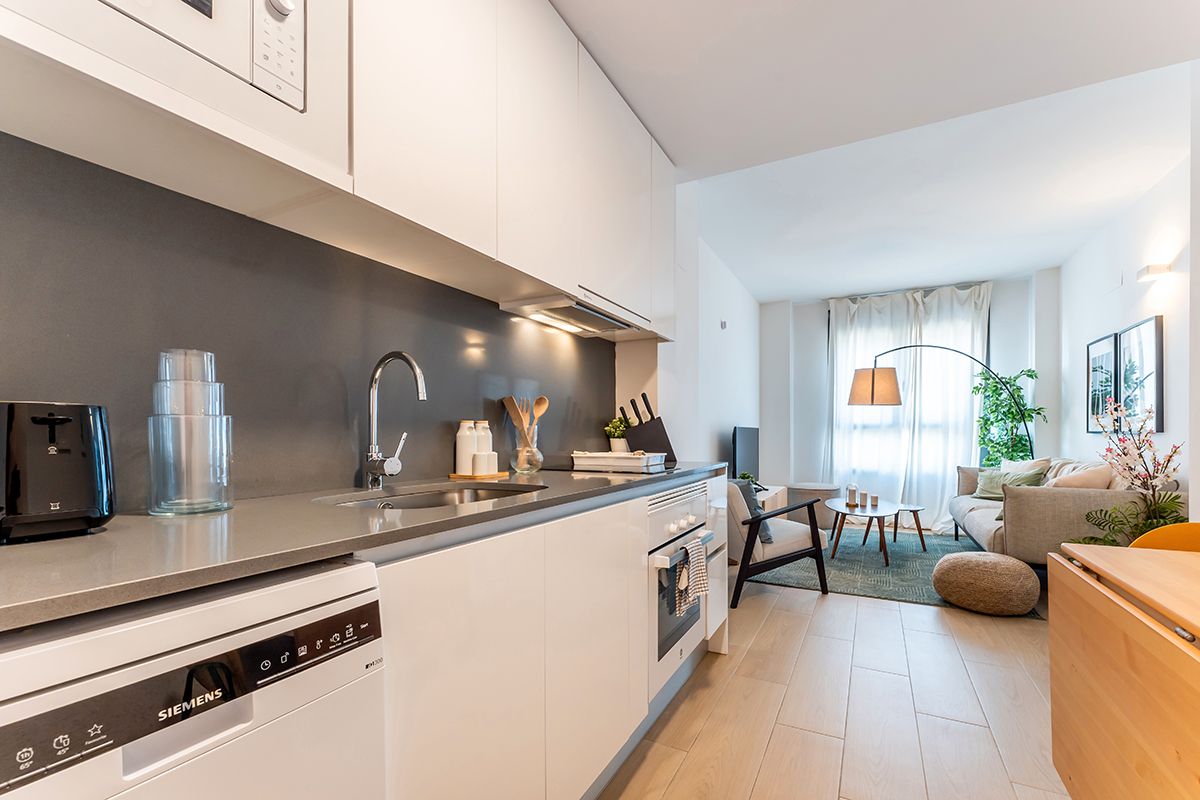 Kitchen of Apartment to rent in  Madrid Capital  with Air Conditioner, Heating and Furnished