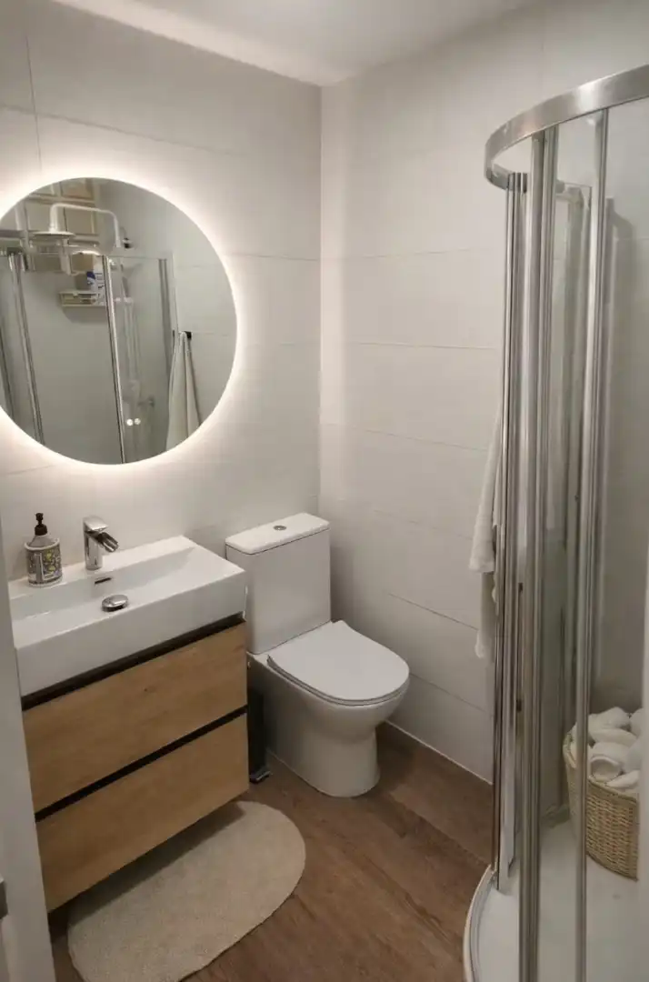 Baño de Apartamento de alquiler en Valencia con Aire acondicionado, Calefacción y Jardín privado