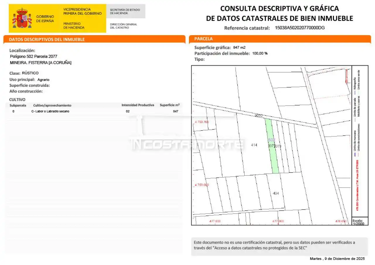 Land for sale in Fisterra