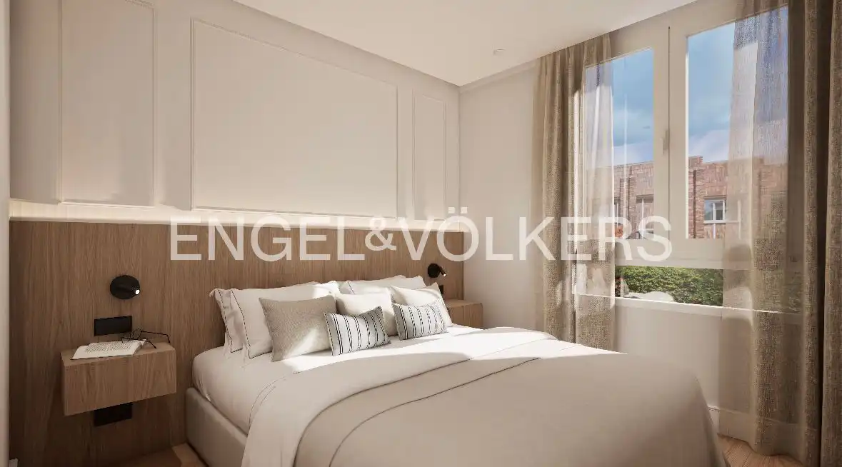 Schlafzimmer von Wohnung zur Miete in Madrid mit Klimaanlage, Heizung und Privatgarten