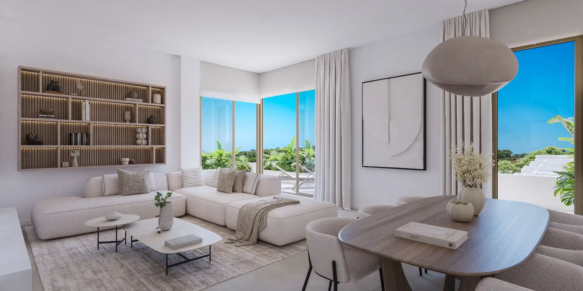 Wohnzimmer von Wohnungen zum Verkauf in El Rompido mit Klimaanlage, Heizung und Terrasse
