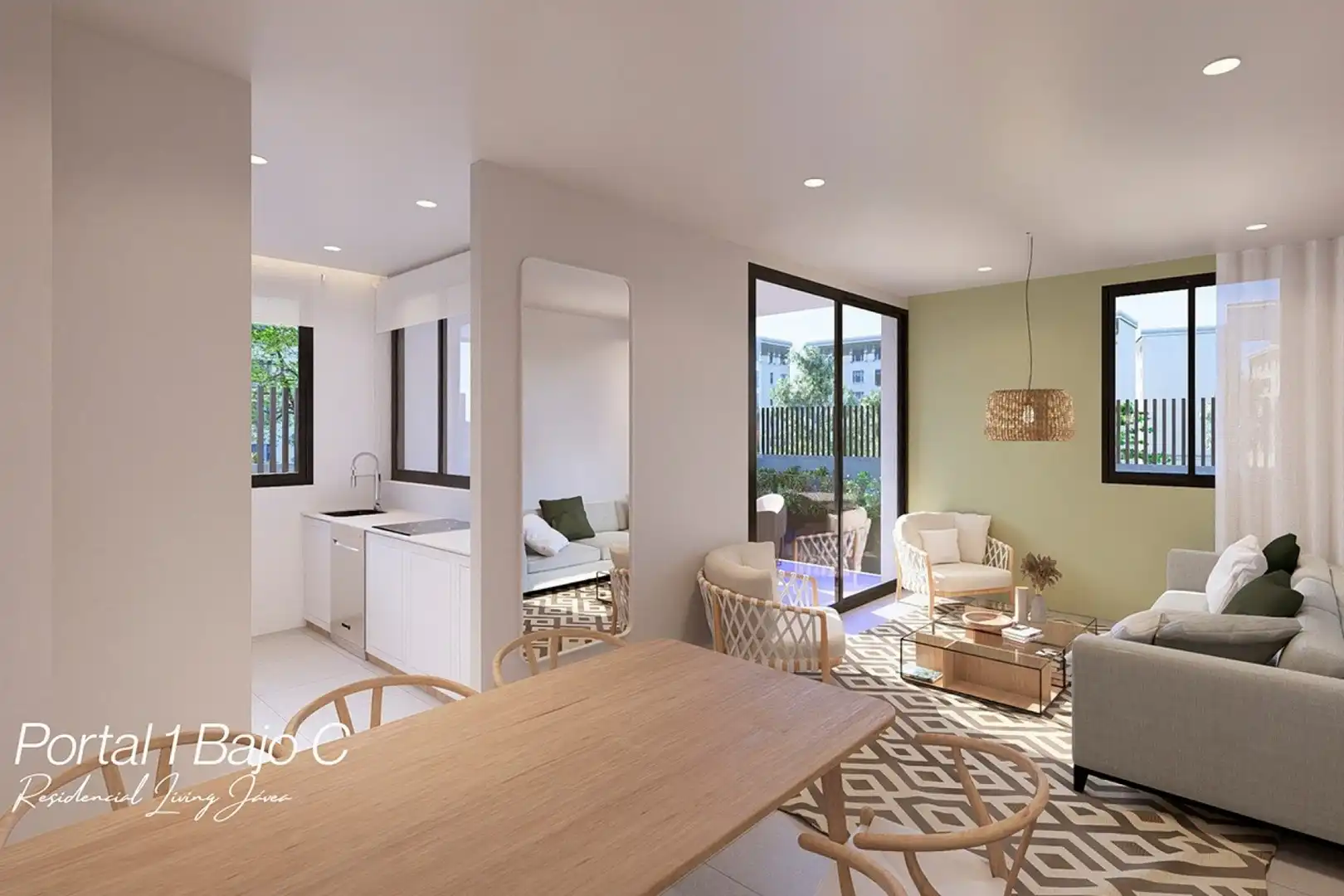 Wohnzimmer von Dachboden zum Verkauf in Jávea / Xàbia mit Klimaanlage, Heizung und Privatgarten
