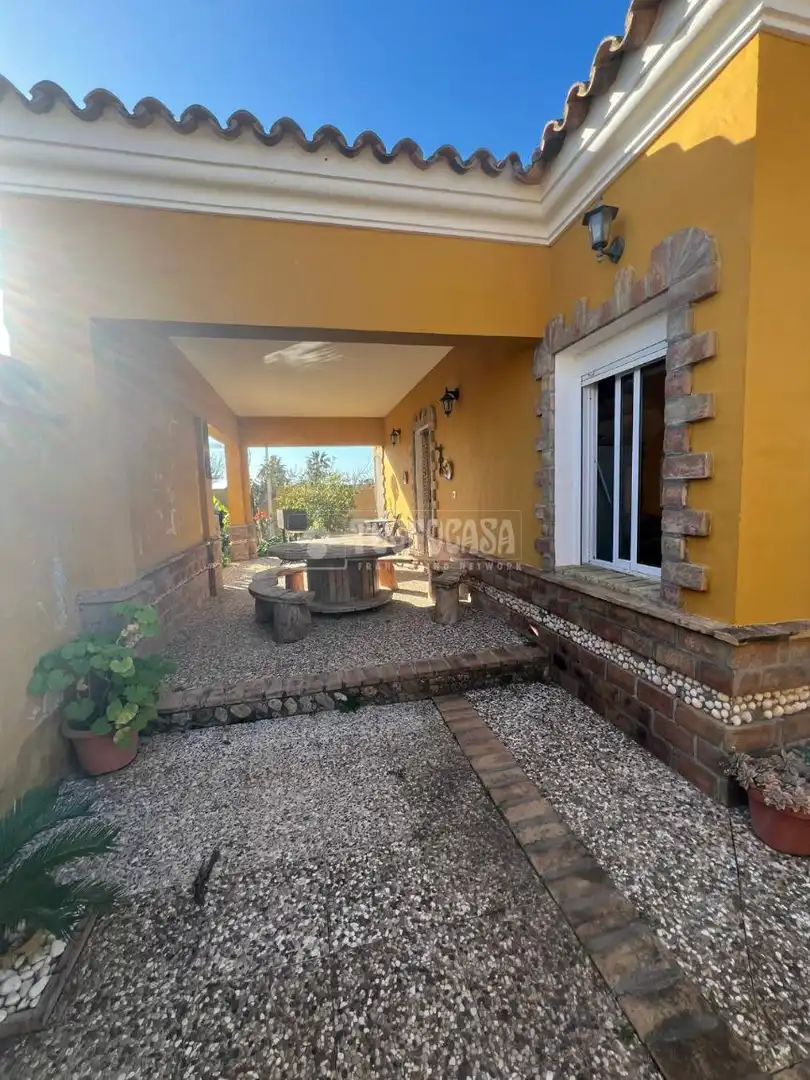 Jardí de Finca rústica en venda en Conil de la Frontera amb Jardí privat, Terrassa i Piscina