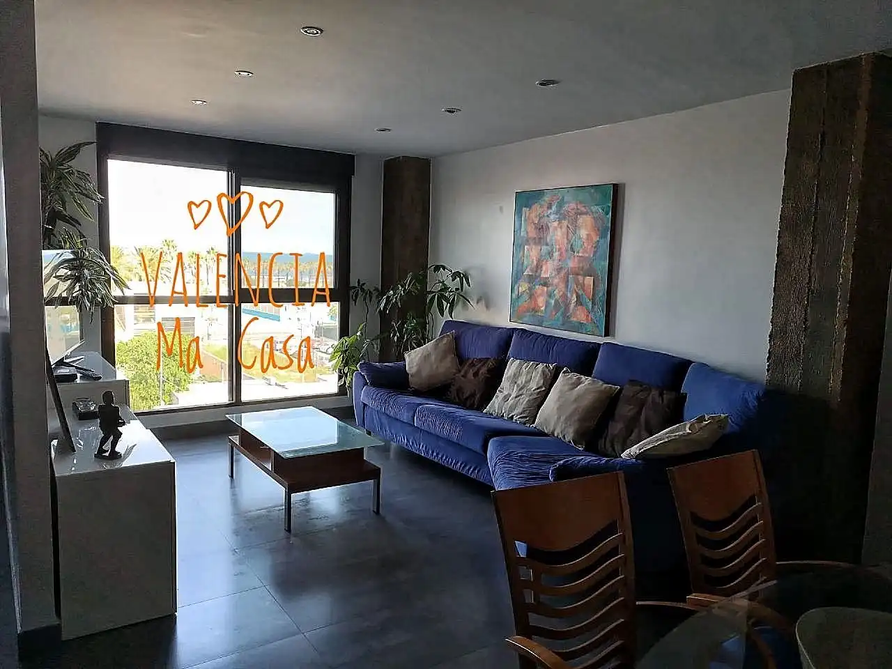 Living room of Flat for rent in Valencia  with Air Conditioner, Heating and Furnished