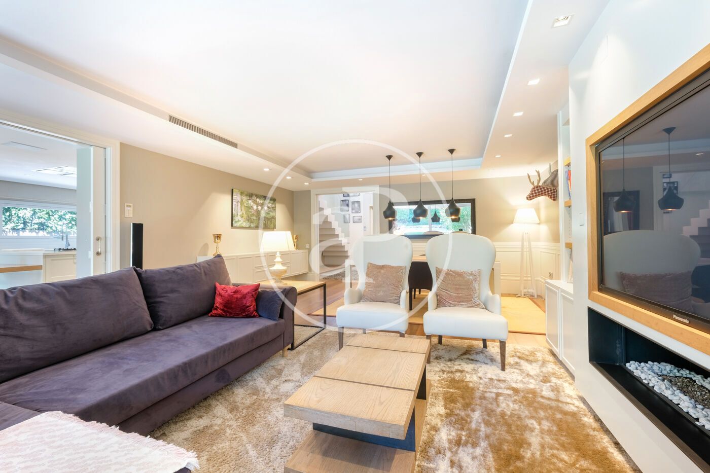 Living room of Single-family semi-detached to rent in Sant Cugat del Vallès  with Air Conditioner, Heating and Private garden