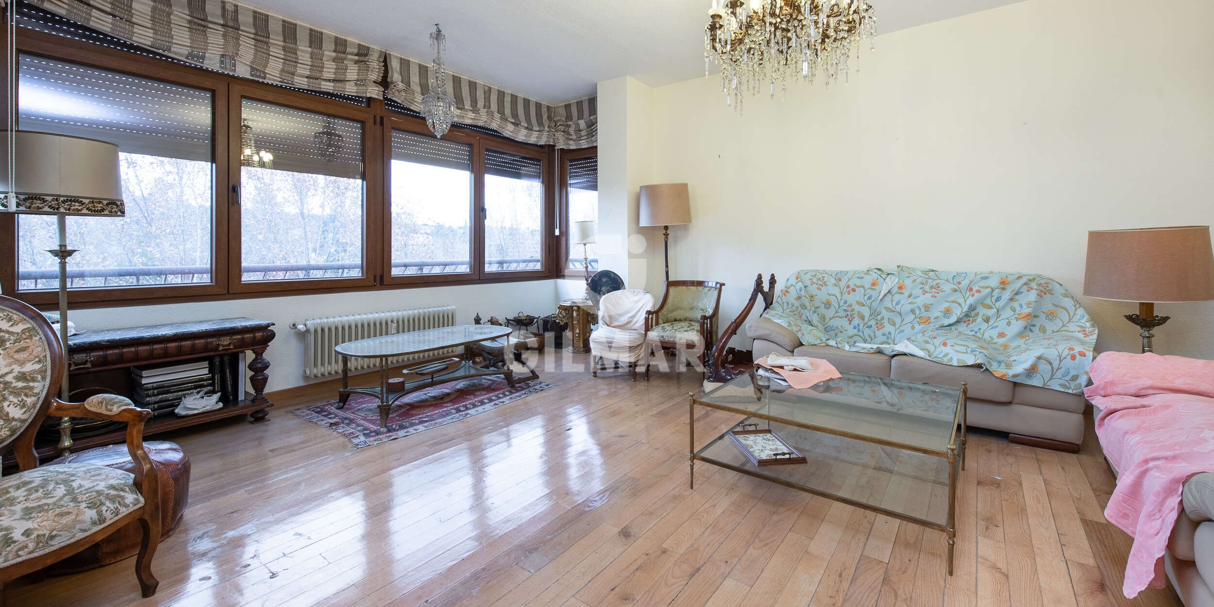 Living room of Flat for sale in  Madrid Capital  with Heating, Private garden and Storage room