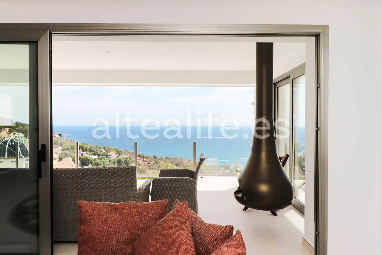 Sala de estar de Casa o chalet en venta en Altea con Aire acondicionado, Jardín privado y Terraza