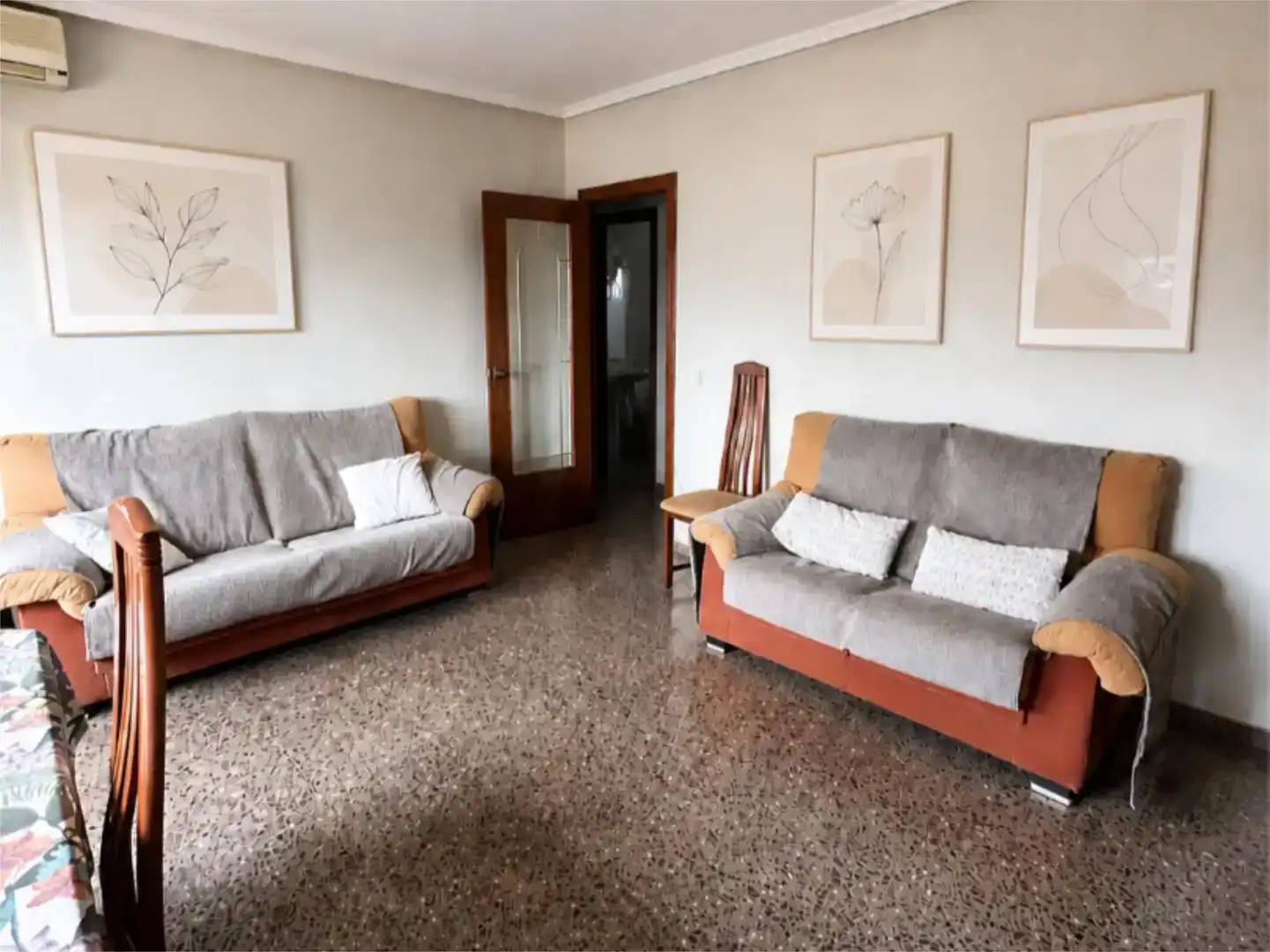 Living room of Flat for sale in Cocentaina  with Air Conditioner, Furnished and Balcony