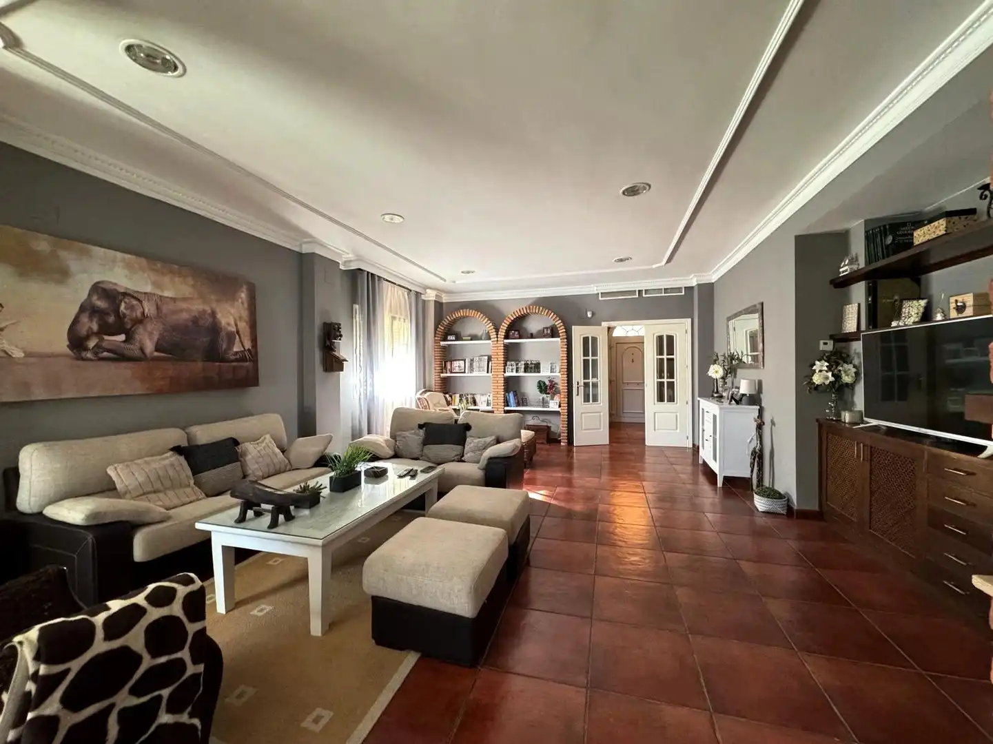 Sala d'estar de Casa o xalet en venda en Badajoz amb Aire condicionat, Jardí privat i Terrassa