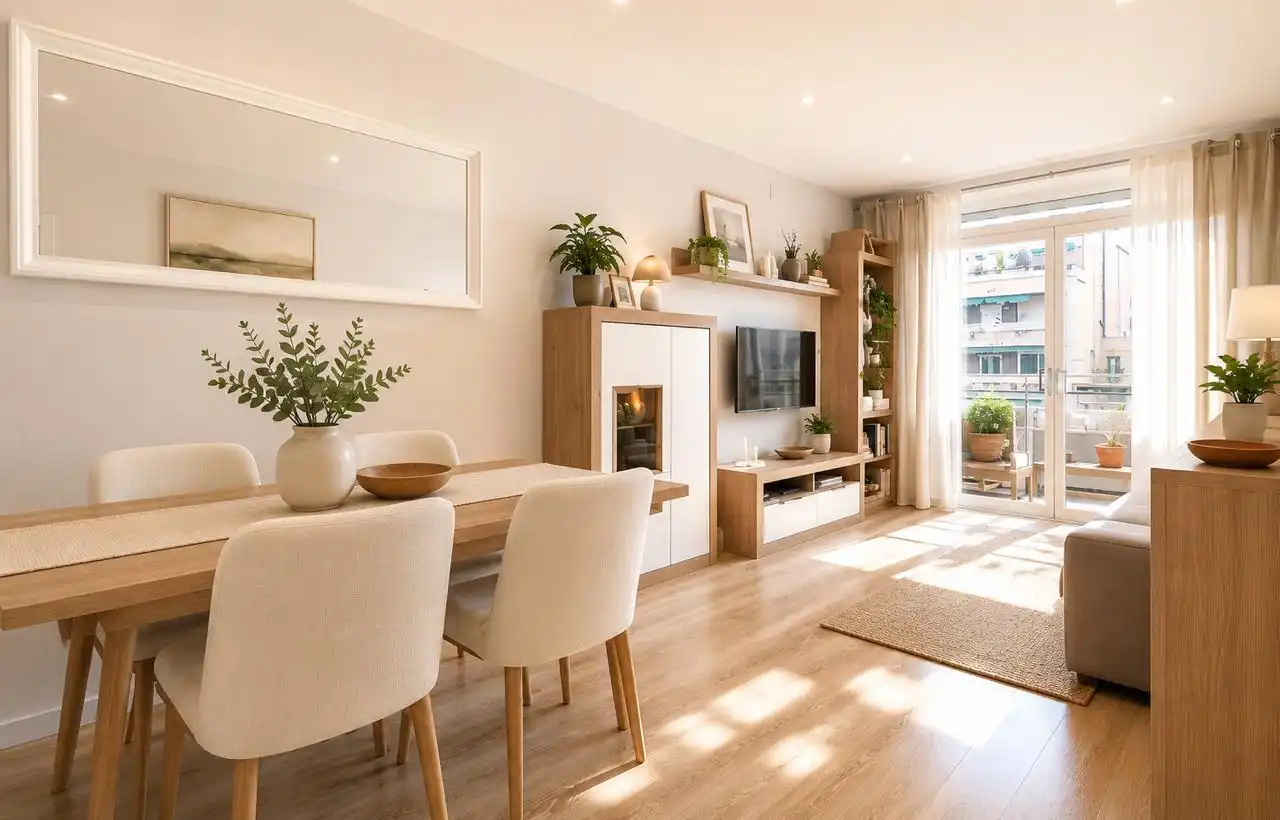 Wohnzimmer von Dachboden zum Verkauf in Barcelona mit Klimaanlage, Heizung und Parkett