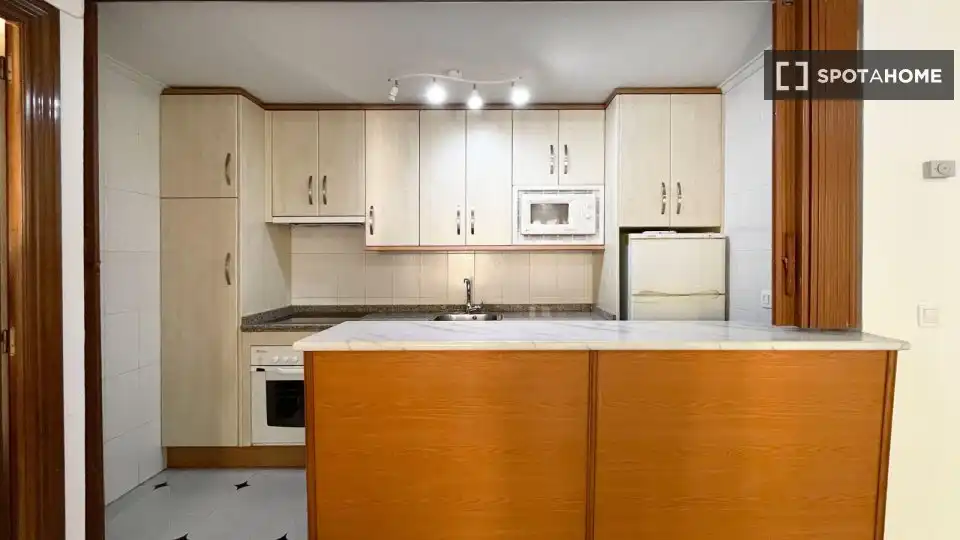 Cuina de Apartament per a compartir en Salamanca amb Aire condicionat, Terrassa i Moblat