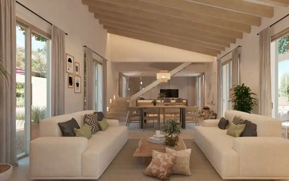 Sala de estar de Casa o chalet en venta en Felanitx con Jardín privado, Terraza y Piscina